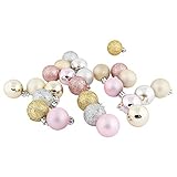  Bolas de Navidad para árbol de Navidad, 25 unidades, diámetro de 3 cm, oro claro, plata, rosado en brillante, mate, brillante, colgante para árbol de Navidad