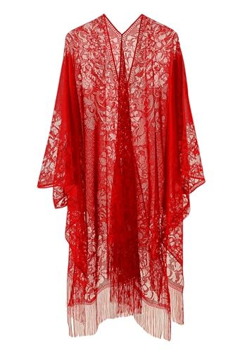 Image of Lace Kimono Swimsuit and Bathing Suit Cover Up for Women