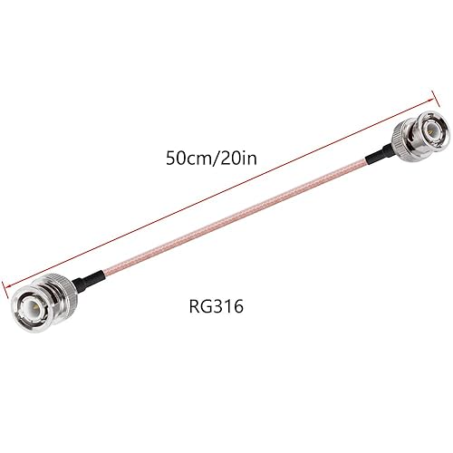 Miniatura 4 de POBADY Cable BNC macho a BNC macho 50ohm BNC macho a macho RG316 RF coaxial Pigtail Jumper Cable 20"50cm para antena RF Radio Jamón de mano