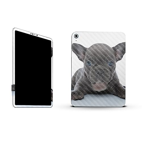 Image of MightySkins Carbon Fiber Skin Compatible with Apple iPad 10.9 inch 10th Gen (2022) Full Wrap Kit - French Bulldog | Protective Durable Textured Carbon Fiber Finish | Easy to Apply | Made in The USA