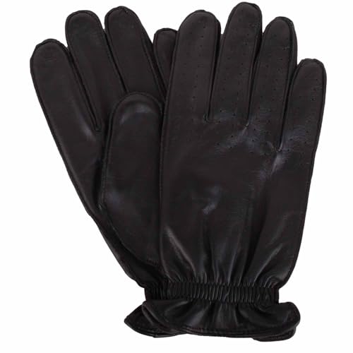 Gants en cuir véritable homme noir SNUGRUGS taille M anti froid avec perforations respirantes