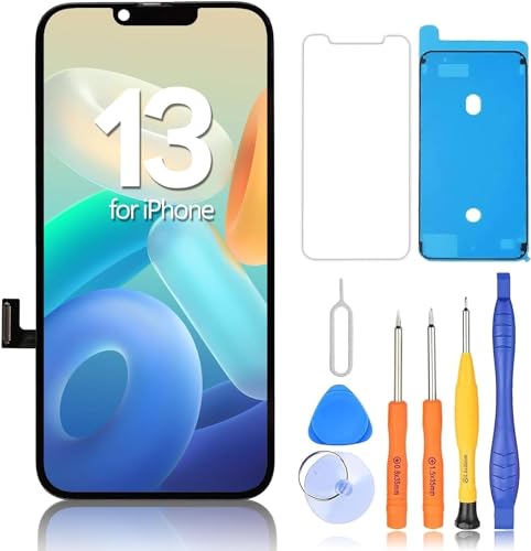 Ayake for iPhone 13 Screen Replacement 6.1-inch FHD LCD Display and Touch Digitizer Screen True Tone Programmable Face ID Remains A2633 A2482 A2631 A2634 (Black)