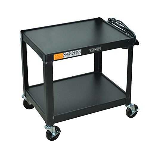 Image of Luxor - AV26-OB LUXOR AV26 Steel Fixed Height Adjustable AV Utility Cart, 26" H, Black