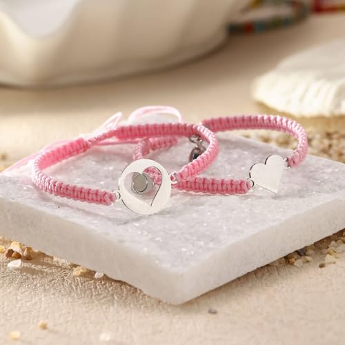 Image of First Day of Kindergarten Pre K Gifts for Mother Daughter,Mommy and Me Bracelet Matching Heart Bracelets Set for 2