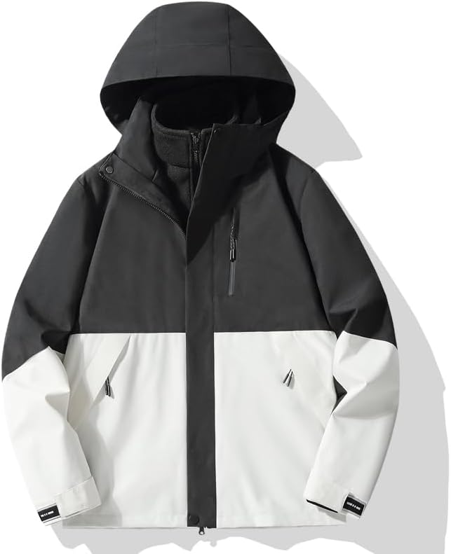 Unisex Outdoor 3-in-1 Windproof and Warm Hiking Jacket with Detachable Liner