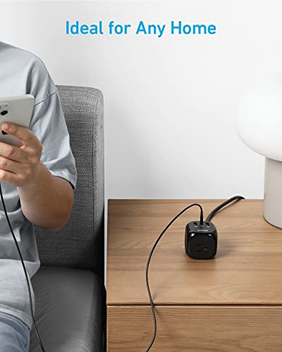 Anker 20W Usb C Power Strip, 321 Power Strip With 3 Outlets And Usb C Charging For Iphone 13/12 Series, 5 Ft Extension Cord, Power Delivery Charging For Dorm Rooms,Home Office, Travel (Black) #TOP3