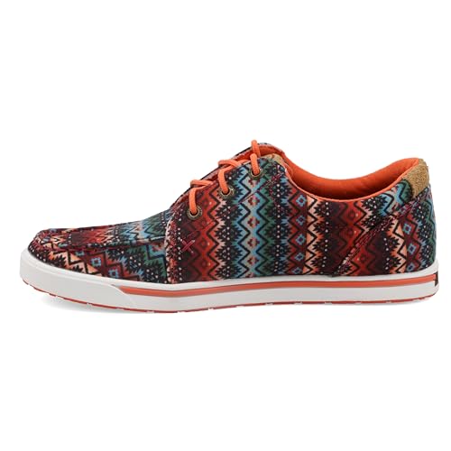 Twisted X Women's Hooey Loper, Moc Toe, Orange Aztec Print, 7.5 M2
