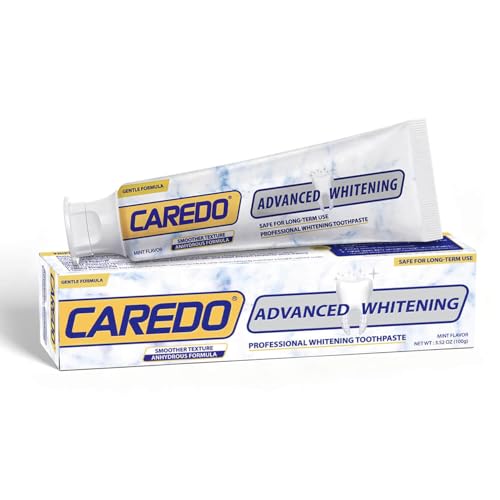 CAREDO Triple Whitening Toothpaste for Sensitive Teeth Gentle Fluoride-Free Nano-Hydroxyapatite & Advanced Enzyme Deep Clean Stain Removal Lasting Brightness Remineralizing Toothpaste Minty 3.52OZ