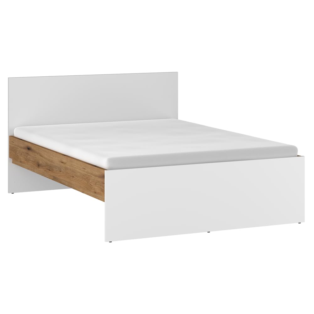 Lomadox Jugendzimmer Komplett Set 6-teilig mit Schreibtisch, Kleiderschrank, Nachttisch, Kommode, Wandregal und Bett 120x200 cm in Eiche mit weiß