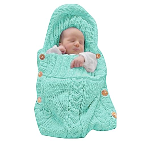 Image of XMWEALTHY Baby Blankets for Boys Girls Newborn Essentials Wrap Swaddles Knit Sleeping Bag Stroller Receiving Blanket Light Aqua 0-6 Month