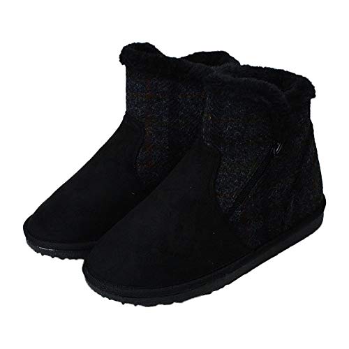[ハリスツイード] レディース ムートンブーツ 32559 4.5cmヒール フェイクファー ブラック S(22.5cm～23.0cm)