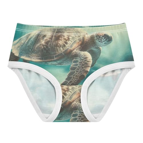 Toddler Girl Panties, Vintage Ocean Sea Turtle Cotton Girls Underwear, 2–8 Years - Main Image