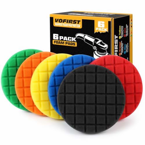 VOFirst 8 PCS 5.5 Inch Buffing Pads Polishing Pad Kit with Foam Sponge Pad and Wool Buffing Pad for Car Buffer Polisher Cutting Compounding and Waxing