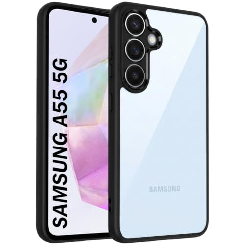 Image of VONZEE Clear Back Case Cover for Samsung Galaxy A55 5G | Shockproof Design | Hard Back Cover Case for Samsung Galaxy A55 5G (PC & TPU, Black)