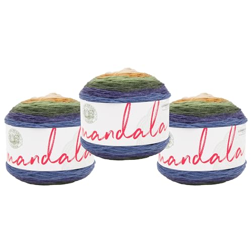 Image of Lion Brand Yarn, Mandala DK Lightweight Yarn for Knitting, Crochet, and Crafts, Loch Ness, 3 Pack, Self-Striping Acrylic Fiber for Baby Blankets, Multicolor Shawls and Variegated Cardigans