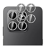 GIOPUEY [Protección Integral Protector de Lente de Cámara Compatible con Honor 400 Smart, [Doble Protección] Metal + Vidrio Templado, Protector de Cámara - Damion Bling Black