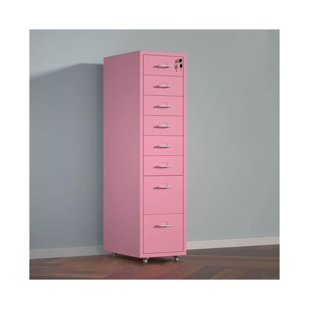 Aioneer Pink File Cabinet Metal File Data Organizer Multifunctional Office Storage Drawer Cabinet 8 Layer Large Capacity File Cabinet Filing Cabinet