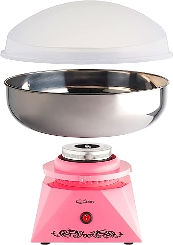 The Candery Cotton Candy Machine with Stainless Steel Bowl 2.0 and Floss Bundle- Use to Floss Sugar Floss Candy for Birthday Parties Fairs - Includes 3 Floss Sugar Flavors 12oz Jars and 50 Paper Cones