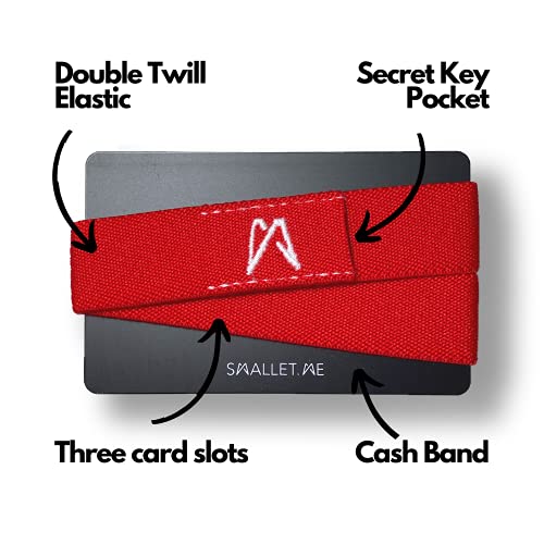| Slim Minimalist Front Pocket Elastic Wallet Band | Three Slots for Cards, Cash and a Key | Free RFID Blocking Card | Men and Women (Swiss Red)2