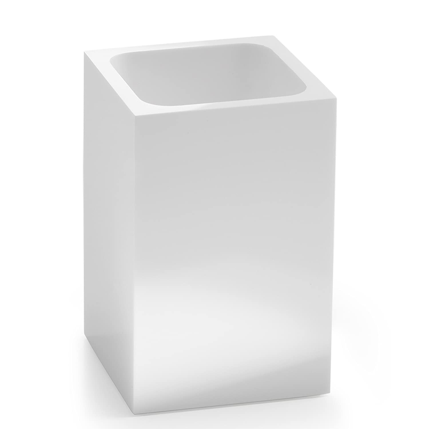 Gedy White, G-Bangkok Bathroom, Dimensions and Weight: 11 x 7.4 x 7.4 cm & 0.3 kg, Toothbrush Holder in Resin and Sand, R&D Design, 2 Years Warranty, Unique