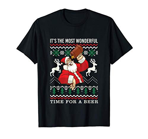 Funny Christmas sweater Most wonderful for a beer t-shirt, Preto, S