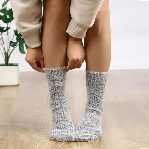 Image of SISOSOCK 5 Pairs Fuzzy Soft Cozy Comfortable Socks for Women, Casual Sleep Comfy Socks, Perfect Warm Winter Gifts for Women