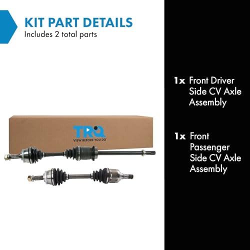 Image of TRQ Front Driver and Passenger Side CV Axle Assembly Set 2 Piece Compatible with 1995-1999 Nissan Maxima without Limited Slip Front Axle 1996-1999 Infiniti I30 without Limited Slip