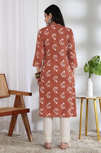 Image of MIRCHI FASHION Pure Cotton Kurti for Women | A-Line Kantha Work Printed Kurta for Woman | Ethnic Wear for Office & Daily Use (Single Piece)
