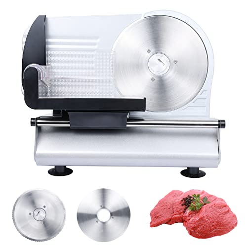 Skyehomo Meat Slicer, Electric Food Slicer for Home Use Meat Slicer Machine with Two Removable 7.5-Inch Stainless Steel Blade,Cut Frozen Meat Deli Meat Cheese Bread Fruit Vegetable Skyehomo Meat Slicer, Electric Food Slicer for Home Use Meat Slicer Machine with Two Removable 7.5-Inch Stainless Steel Blade,Cut Frozen Meat Deli Meat Cheese Bread Fruit Vegetable