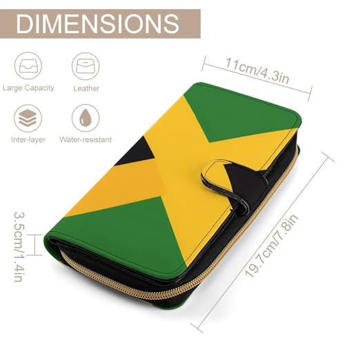 Jamaican Flag Womens PU Leather Wallet Long Purse Clutch Organizer for Office Travel2