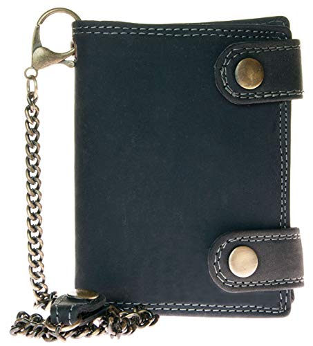 FLW-Wild Men's Grey Biker's Wallet with 18 Inches Long Chain to Hang