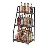GIIYOEW 3-stöckiger abgestufter Spirituosen-Getränkeschrank für zu Hause Weinregale Freistehendes Lagerregal für Gewürzzubehör Küchenregal,A