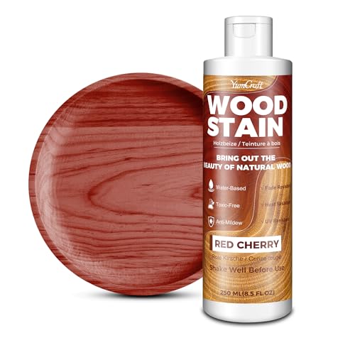 Mordente per Legno 250ml Ciliegio Rosso Opaco a Base d’Acqua, Vernice per Legno Interni ed Esterni, Mobili Armadi Mensole Porte, Colorante Asciugatura Rapida, Basso Odore, Atossico, Wood Stain