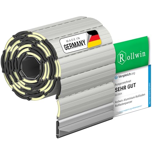 Rollwin ROLLADEN ALU Maxi 52 Hellgrau Winkelendleiste Rolladenpanzer Aluminium Lamelle mit Rollladendämmung Rollladenfenster Rollladen DEUTSCHE Produktion zum Einbauen Hier Konfigurieren »»