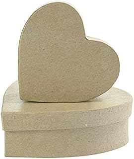 Décopatch - Ref BTS912C - Heart Boxes (Pack of 2) - Papier Maché Object to Decorate - 9 x 9 x 3.5cm & 12 x 12 x 4.5cm - Decorate with Décopatch Papers & PaperPatch Glue, Glitter, Paints