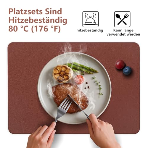 HELI MIAO Tischsets Abwaschbar 6er Set - Doppelseitige Platzsets & Untersetzer aus Lederoptik… – Ansicht 3