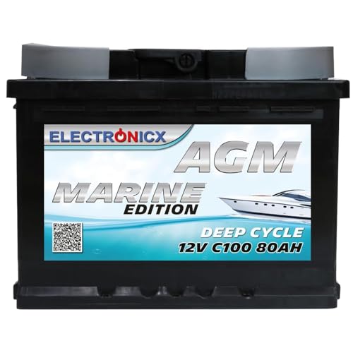 Batería AGM 80Ah 12V de Ciclo Profundo – Sin Mantenimiento, Ideal para Barco, Coche, Caravana, Energía Solar y Sistemas Off Grid