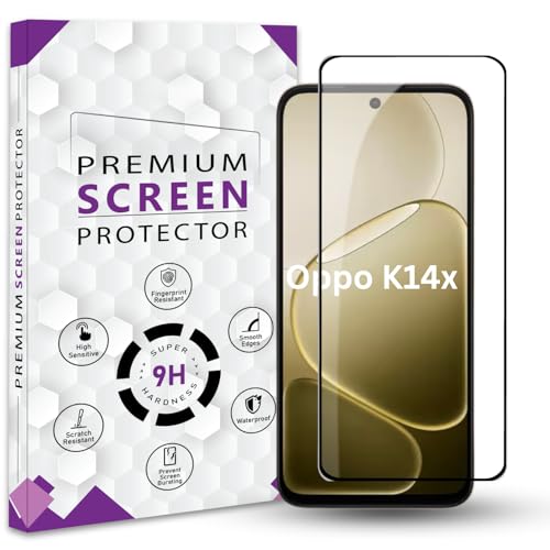 Image of Premium Tempered Glass Screen Protector Guard For Oppo K14x 5G (6.75 Inch, Pack of 1) | Edge to Edge Coverage With Easy to installation kit