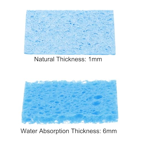 Image of MECCANIXITY 40PCS Soldering Sponge 50 x 35mm Rectangle Blue Cleaning Pad Welding Tip Iron Replacement for Cleaning Soldering Iron 1mm Natural Thickness 6mm Water Absorption Thickness