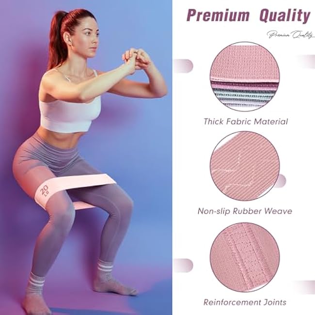 7 Pcs Fabric Resistance Bands for Working Out Include 4 Pcs 3 and 4 Levels Hip Elastic Bands for Leg and 3 Pcs Long Resistance Bands Exercise Bands for Home, Exercise Fitness, Pilates