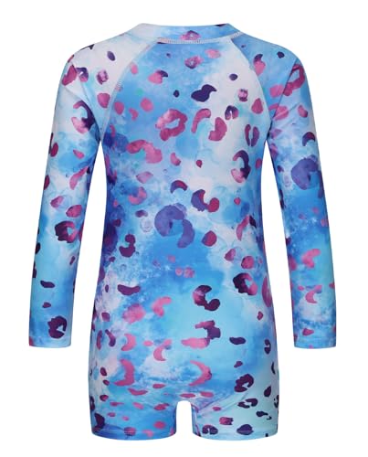 Image of Girls One Piece Swimsuits for Girls Long Sleeve Bathing Suit Sun Protection Rash Guard with Front Zipper 3-16 Years