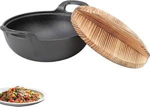 Lvifloae Wok Żeliwny z Drewnianą Pokrywą