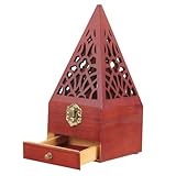 Amosfun Caja de aromaterapia piramidal Titulares Quemador talón incombustible decoración Vintage ambientador habitacion Adorno de incensario Estufa de Incienso Retro Acero Inoxidable Brown