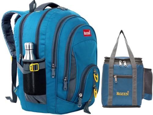 Image of ROZEN LARGE 50 LITERS COMBO SCHOOL & Lunch bag for Class 5-12 Large Multipurpose Backpack for Students, Water Resistant, Unisex Design, Stylish & Durable