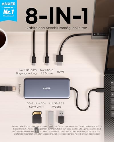 Anker 555 USB-C Docking Hub (8-in-1) PowerExpand Adapter, 4K 60Hz HDMI – Ansicht 2
