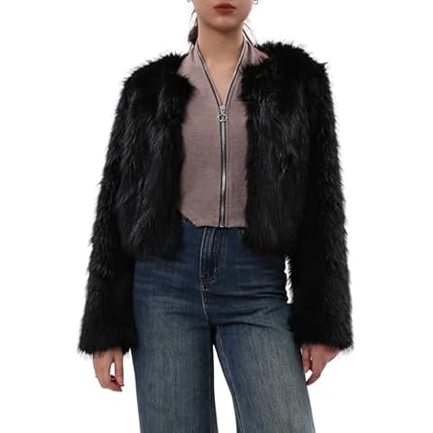 Amazhiyu Womens Plush Faux Fur Coat Cover