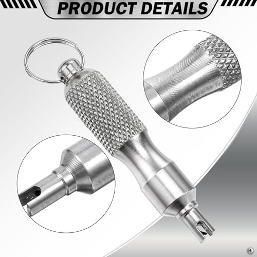 Bruislard 2 PCS Valve Core Removal Tool Keychain, Stainless Steel Tire Valve Stem Tool Portable Valves Core Disassembly and Repair Tools for Bicycle Car Motorcycle Repair Install Accessory