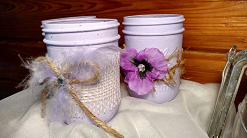 12 Piece Rustic Lilac Mason Jar Set for Elegant Wedding Centerpieces and Shabby Chic Decor - Image 3