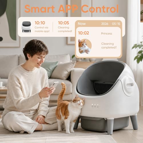 Image of Self Cleaning Cat Litter Box, Open-Top Automatic Cat Litter Box with App Control, Large Capacity for Multiple Cats, Dual Safety Sensors, Easy Setup, Replaceable Waste Liners