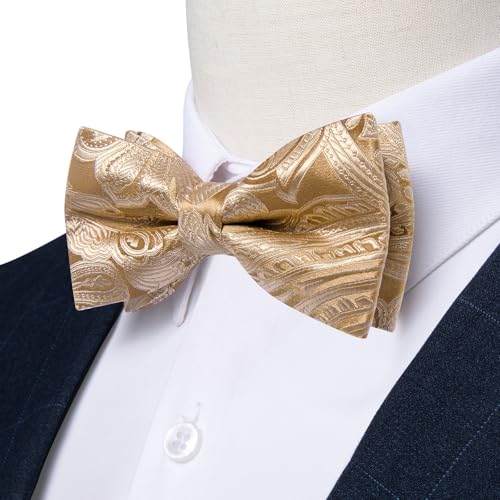 Image of DiBanGu Pre-Tied Bow Ties for Men Silk Adjustable Tuxedo Bowties Pocket Square Cufflinks Set with Lapel Pin Jacquard Woven
